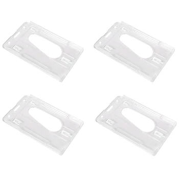 4X Вертикальный Жесткий пластиковый держатель для бейджа Двойная карточка ID Мультипрозрачная 10x6 см
