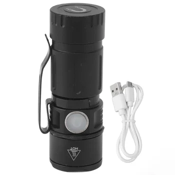 EDC фонарик Мини-фонарик с водонепроницаемым корпусом из алюминиевого сплава, компактный, 5 режимов, супер яркий, перезаряжаемый через USB, для кемпинга