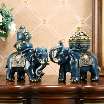Украшения в виде статуи слона, изделия из смолы, простой предмет богатства, украшение для гостиной, крыльца, стола, украшения в виде счастливого слона, подарки
