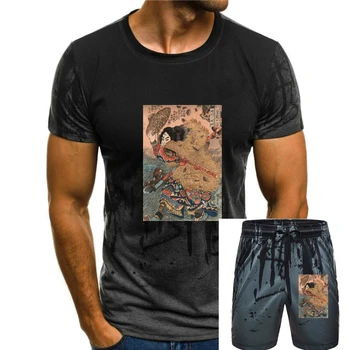 Винтажная подарочная футболка с изображением японского воина-самурая 1800 года