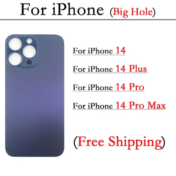 Для iPhone 14 Pro Max Замена крышки батарейного отсека с большим отверстием в заднем стекле, корпус задней двери, панель корпуса для iPhone 14 Plus Pro Max + Клейкая лента