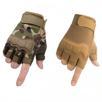 Противоскользящие перчатки для занятий спортом на открытом воздухе, велоспортом, фитнесом, армейской стрельбой, перчатки без пальцев, мужские тактические перчатки с полупальцами