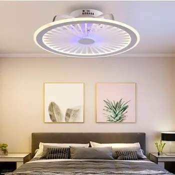 Акриловая интеллектуальная потолочная вентиляторная лампа современного дизайна, креативная светодиодная лампа для спальни, кабинета, ресторана, трехцветный потолок с дистанционным управлением