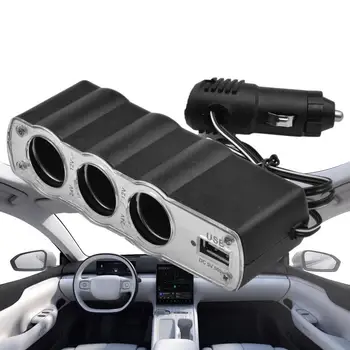Разветвитель прикуривателя на 3 гнезда, адаптер для автомобильной розетки 12 В с USB-портами для зарядки, автомобильное зарядное устройство для большинства автомобилей или мотоциклов