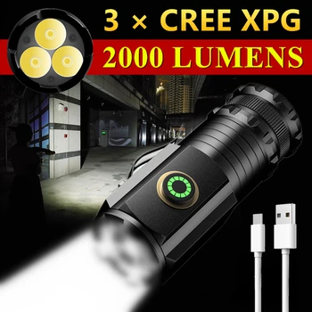CREE XPG USB C Перезаряжаемые светодиодные фонари Mini EDC 18350 Аккумуляторный фонарик 2000LM Мощный фонарик