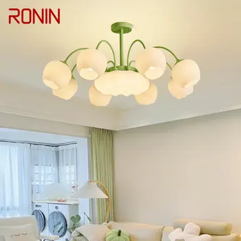 Современные светло-зеленые потолочные подвесные светильники RONIN, креативный дизайн, светодиодная люстра для дома, спальни