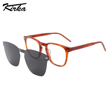 Солнцезащитные очки Kirka унисекс с квадратной поляризацией, магнитная клипса на ацетатном узоре, слой солнцезащитных очков, мужские очки, солнцезащитные очки WD1346S