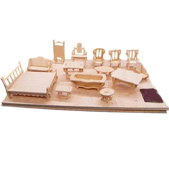 Миниатюрный кукольный домик 1: 12, мебель для кукол, мини-3D деревянная головоломка, модель здания 