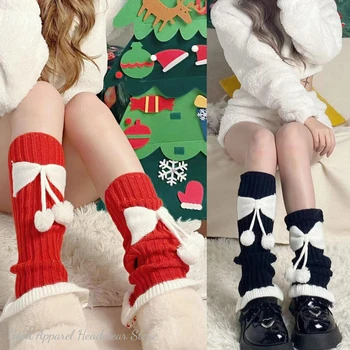 Гетры Y2K, рождественские носки свободного кроя, вязаные носки до середины икры, чехол для ног