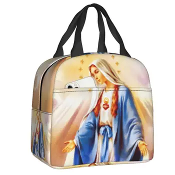 Ланч-бокс католической Девы Марии для женщин, термосумка для ланча с пищевой изоляцией, переносные сумки для пикника для школьников