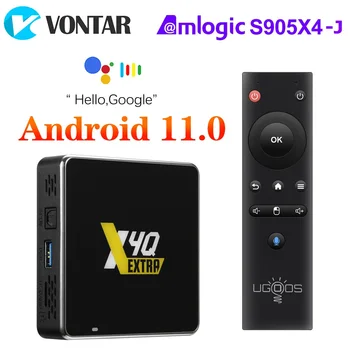 Ugoos X4Q Extra 4GB 128GB TV Box Android 11 Winevine L1 LPDDR4 Amlogic S905X4 Поддерживает Google Voice AV1 HDR 1000M BT 4K плеер