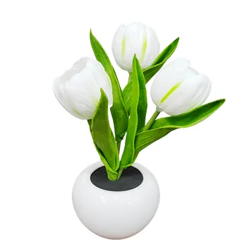 Лампа из искусственного тюльпана, 5 цветов По желанию, керамическая светодиодная лампа Blossom Tulip для декора настольных полок в помещении