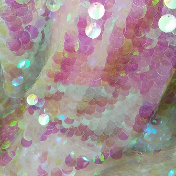 ткань с лазерным шифрованием, рыбья чешуя, большая пайетка, кружево, марлевые блестки, украшение свадебного вечернего платья 130x50 см