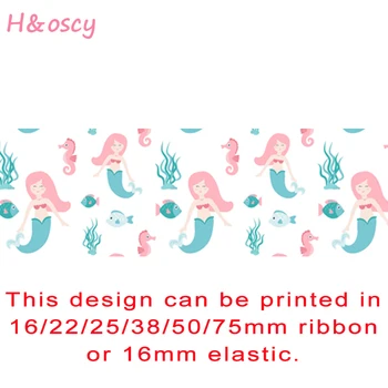 Длина: 50 Русалка Принцесса печатных grosgrain ленты для DIY Hairbows материалы украшения подарок партии ремесла 22мм-75мм
