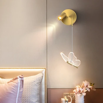 Современные светодиодные настенные бра, светильник, Прикроватный светильник для спальни, гостиной, домашнего декора, светильник-бабочка, Простой