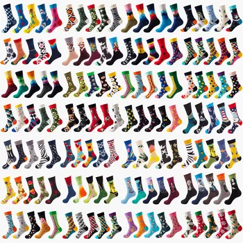 5 Пар носков с принтом, мужские осенне-зимние носки-трубочки, пара трендовых хлопковых забавных длинных женских баскетбольных носков, новинка 2023 года