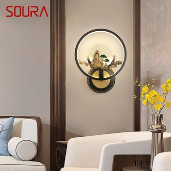 Латунный настенный светильник SOURA, Современный Роскошный Мраморный бра, украшение интерьера дома, спальни, прикроватной тумбочки, гостиной, коридора