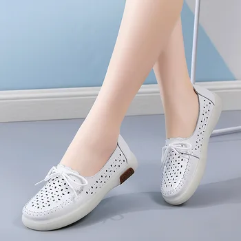 Летняя новая обувь для мамы 2022 года, Повседневные тонкие туфли на шнуровке, Женская обувь для пожилых людей, туфли без застежек