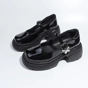 Женские туфли Mary Jane на массивном каблуке, осенние новые кожаные туфли в стиле Лолиты с бантом для женщин, студенток JK, туфли на каблуке