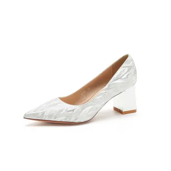 Модная удобная обувь для прополки, Франция, Рабочая обувь на высоком каблуке 6,5 см с острым носком на резиновой подошве Для женщин, обувь для обуви GH139