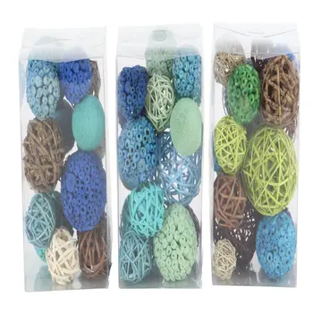 Синие 6-дюймовые шары из сушеных растений ручной работы и наполнитель для ваз различного дизайна (3 вида)