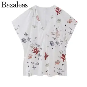 В магазине Bazaleas представлены женские топы с коротким рукавом, блузки и рубашки с вышивкой, белые блузки с вышивкой 2023, официальная одежда