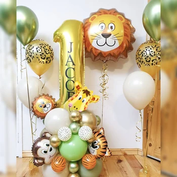 36 шт. Наборы воздушных шаров с животными из джунглей, Лев, Сафари, украшения для вечеринки в честь дня рождения, Детский душ, вечеринка в джунглях для домашнего декора