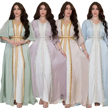 2023 Марокко Вечернее Платье Женщины Абая Комплект из 3 частей Турция Дубай Мусульманское Платье Кафтаны Вечерние Длинные Платья Халат Eid Vestidos Abayas