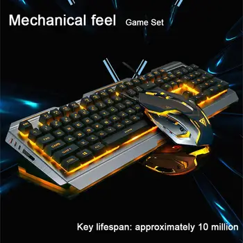 Механическая сенсорная клавиатура и мышь в комплекте - Насладитесь непревзойденными играми благодаря светящейся проводной технологии