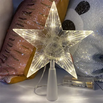 Уникальная светодиодная прозрачная елочная шапка с пятиконечной звездой для рождественских украшений