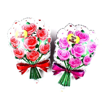 Форма букета роз алюминиевая фольга воздушный шар из алюминиевой пленки украшение свадебного зала воздушным шаром на День Святого Валентина оптом
