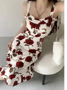 TVVOVVIN 2023 Летнее платье с фрагментированным цветком французской знаменитости, Роскошное Элегантное Женское Облегающее платье с сексуальным поясом JUNV
