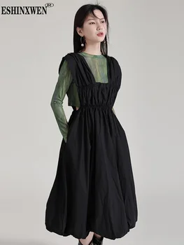 Eshin, V-образный вырез, без рукавов, Однотонное платье трапециевидной формы со свободной талией, женские новые платья 2023, Осенняя мода, TH4869