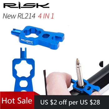 Инструменты для велосипедных клапанов RISK 4 В 1 Гаечный ключ для снятия клапана для шоссейных велосипедов MTB, инструмент для установки, Портативные инструменты для ремонта сердечника клапана Presta
