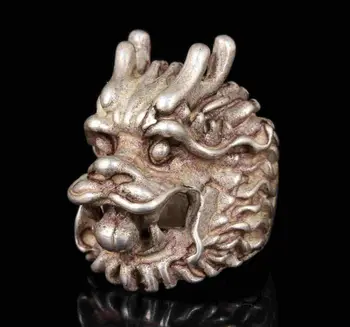 Подарочные кольца со статуей тибетского серебряного дракона ручной работы из китайской коллекции