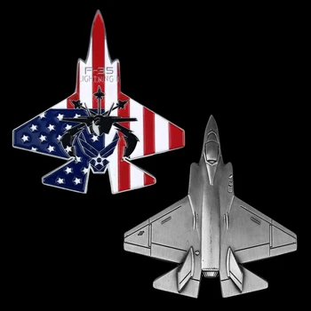 Монета Вызова ВВС США F-35 F-16 Боевой самолет Falcon В форме истребителя Lightning II Военный летчик Монета в подарок Коллекционировать