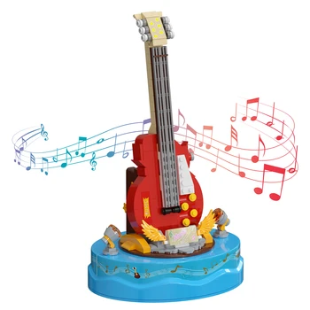 Сборка гитары MOC Кирпичные блоки Игрушки Хобби Коллекции Конструкции