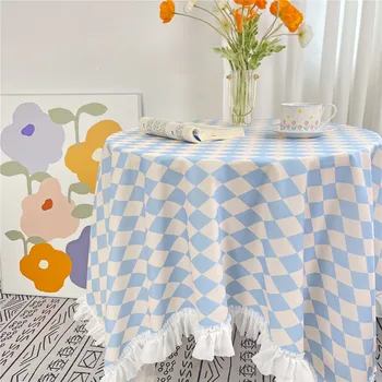 Маленькая свежая скатерть Французская винтажная скатерть ins для обеденного стола, скатерть для чайного столика, прямоугольная кружевная скатерть