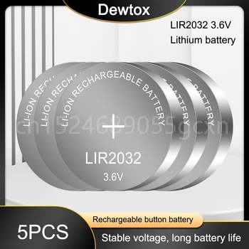 5шт 3,6 В 40 мАч LIR2032 LIR 2032 литиевая аккумуляторная батарея для пульта дистанционного управления часы материнская плата компьютера кнопочный элемент CR2032