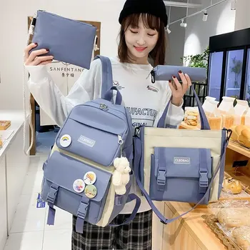 Женский рюкзак Harajuku для ноутбука, холщовые школьные сумки для девочек-подростков, Kawaii, Студенческая детская сумка для книг, рюкзак