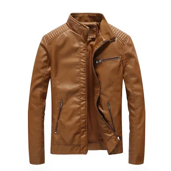 Мотоциклетная велосипедная куртка, Осенняя новая куртка из искусственной кожи, мужская куртка, выстиранная мотоциклетная кожаная куртка, ветрозащитная куртка