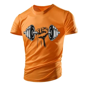 JHPKJNew Винтажная футболка Мужская С 3D принтом Гантели Для фитнеса, Футболка с коротким рукавом Оверсайз, Футболка с круглым вырезом и рисунком