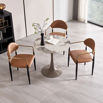 Роскошный Винтажный обеденный стол Мраморный Дом в скандинавском стиле Минималистичный Обеденный стол Круглого дизайна Mesas De Jantar Мебель для столовой