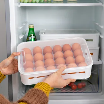 Ящик для хранения яиц с крышкой, штабелируемый холодильник с дозатором яиц, кухня, Лидер продаж, 24 сетки