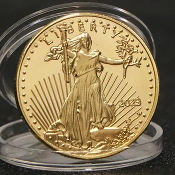 27-миллиметровый Орел США, Статуя Свободы, золотые памятные монеты, Прямоугольник Соединенных Штатов, Серебряный Сувенирный медальон, жетон-планка