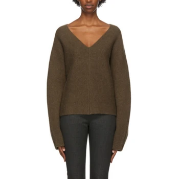 Осенью 2023 года Новый кашемировый женский теплый свитер с V-образным вырезом, эластичный Гладкий