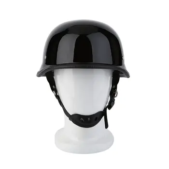 Винтажный мотоциклетный шлем M/L/XL в немецком стиле, половина лица, Немецкий шлем, Мотоциклетный шлем, Яркий черный Автомобильный стайлинг