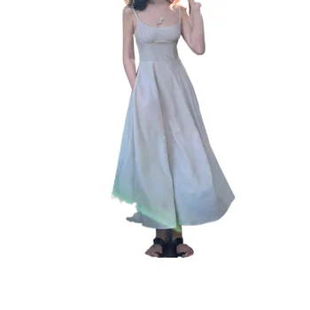 Маленькое платье-комбинация с зауженной талией, женская летняя юбка с открытой спиной в стиле французского винтажного стиля