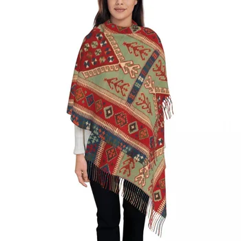 Антикварный шарф-килим с турецким ковром в богемном стиле в стиле бохо, Мужские, женские, Зимние, осенние Теплые шарфы, Персидские племенные этнические художественные шали, обертывания