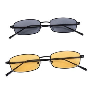 2 предмета, винтажные солнцезащитные очки унисекс, прямоугольные очки с маленькими оттенками, солнцезащитные очки S8004, серая черная оправа и желтая черная оправа